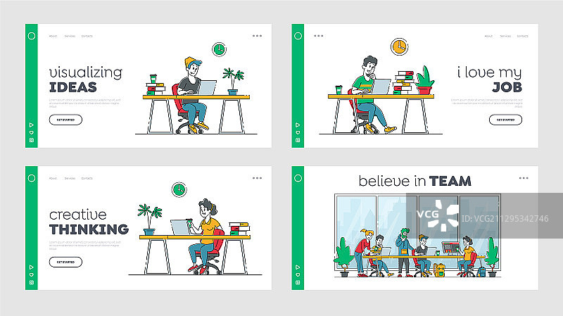 远程自由职业着陆页模板图片素材