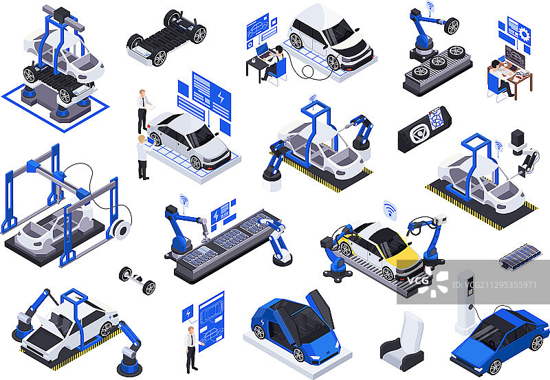 电动汽车生产图标图片素材