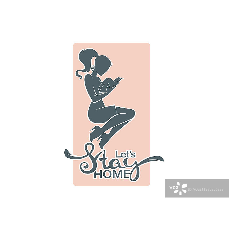 年轻女人剪影在阅读图片素材