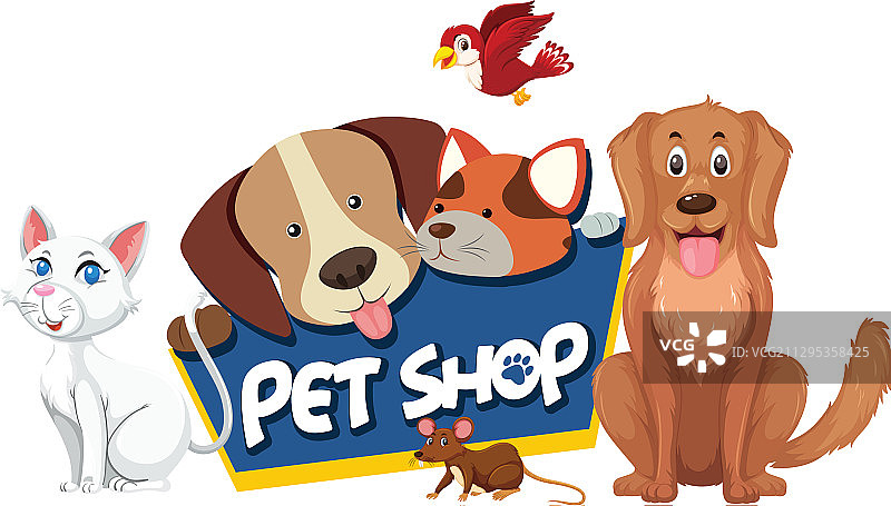 宠物店可爱动物字体设计图片素材