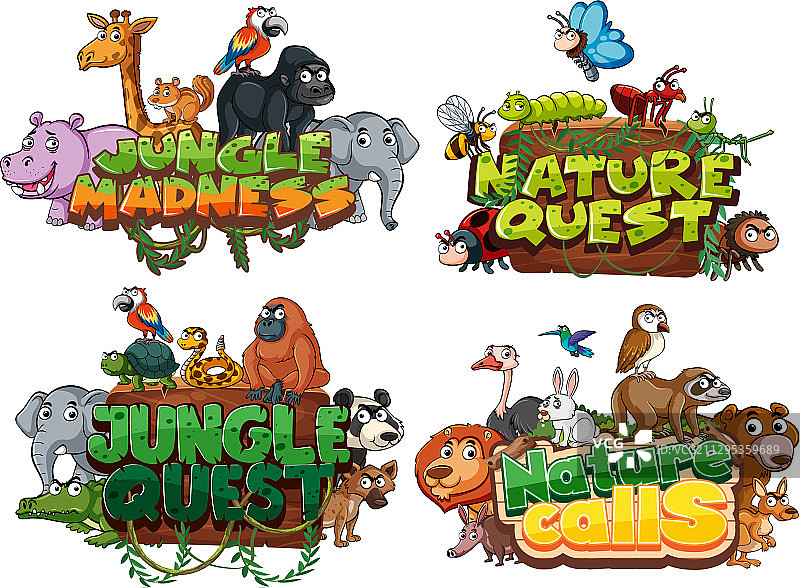 野生动物相关字体设计图片素材