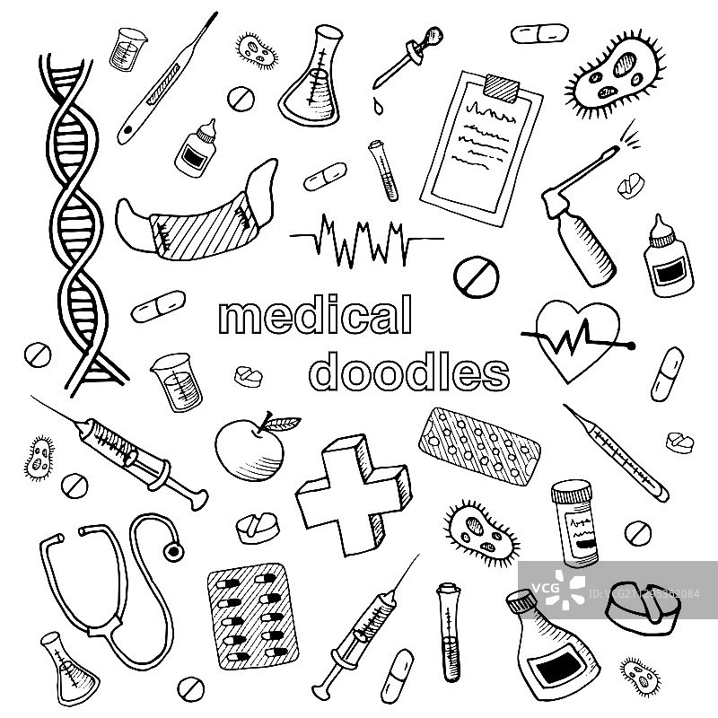 手绘医疗涂鸦图标图片素材