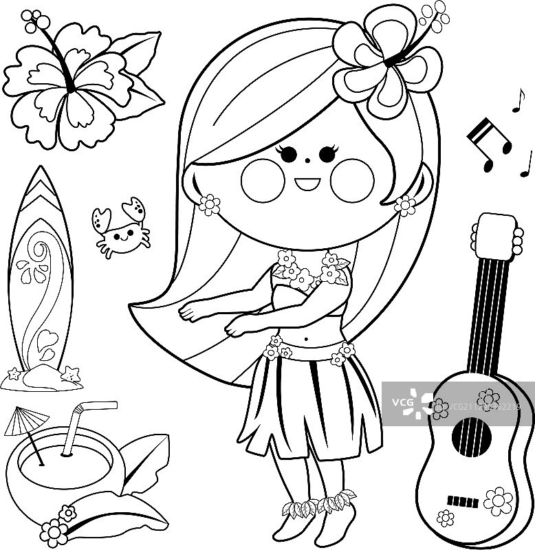 跳夏威夷草裙舞的女孩图片素材