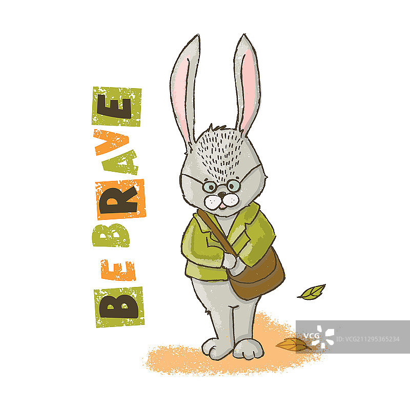 勇敢的兔子手绘插画图片素材