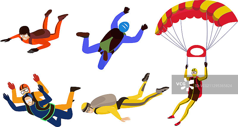 快乐微笑的年轻人享受跳伞图片素材