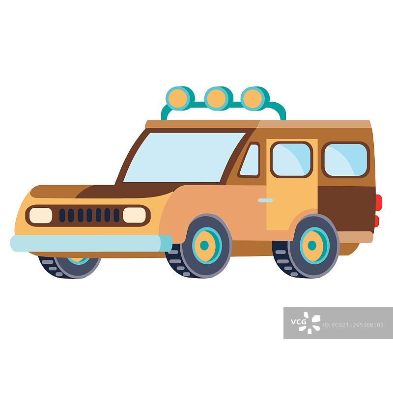 扁平风格棕色SUV汽车图片素材