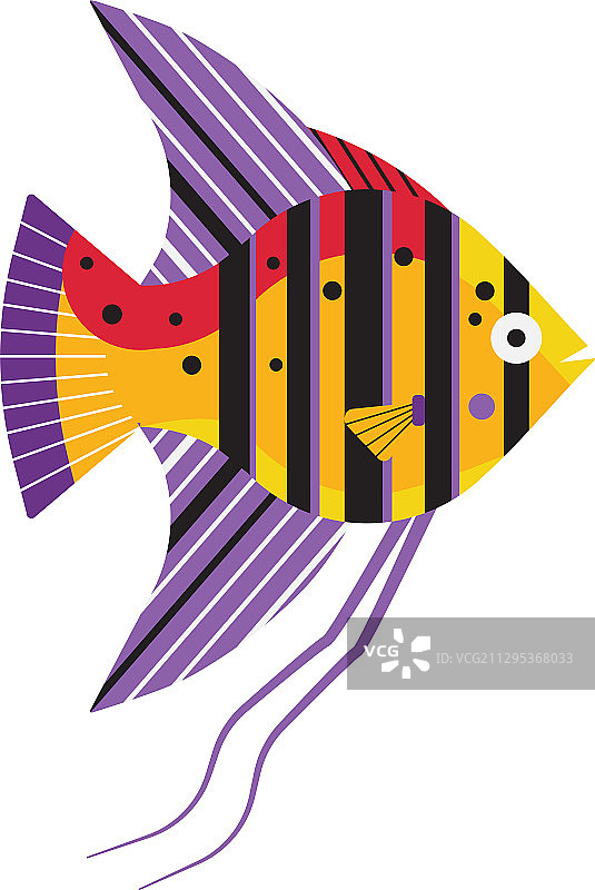 扁平风格的热带趣味水族箱鱼图标图片素材