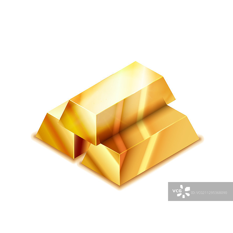 三个金色光泽的逼真金条图片素材