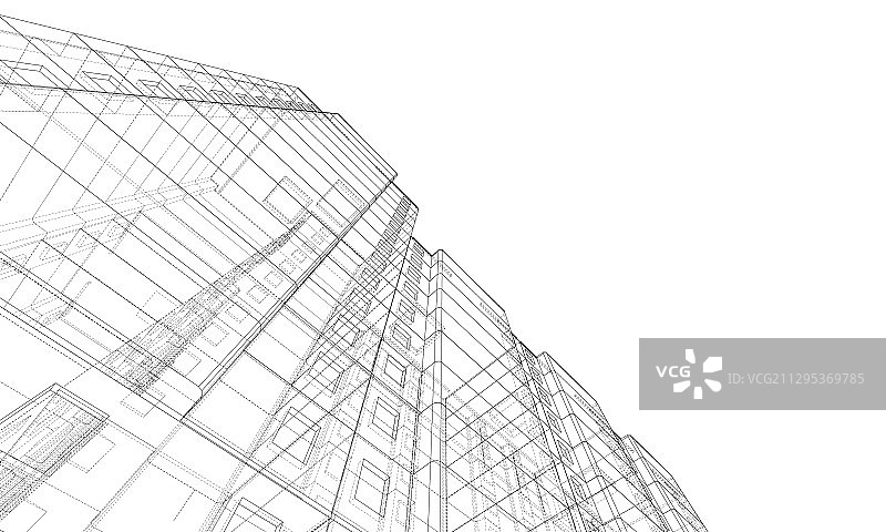 多层建筑的线框模型图片素材