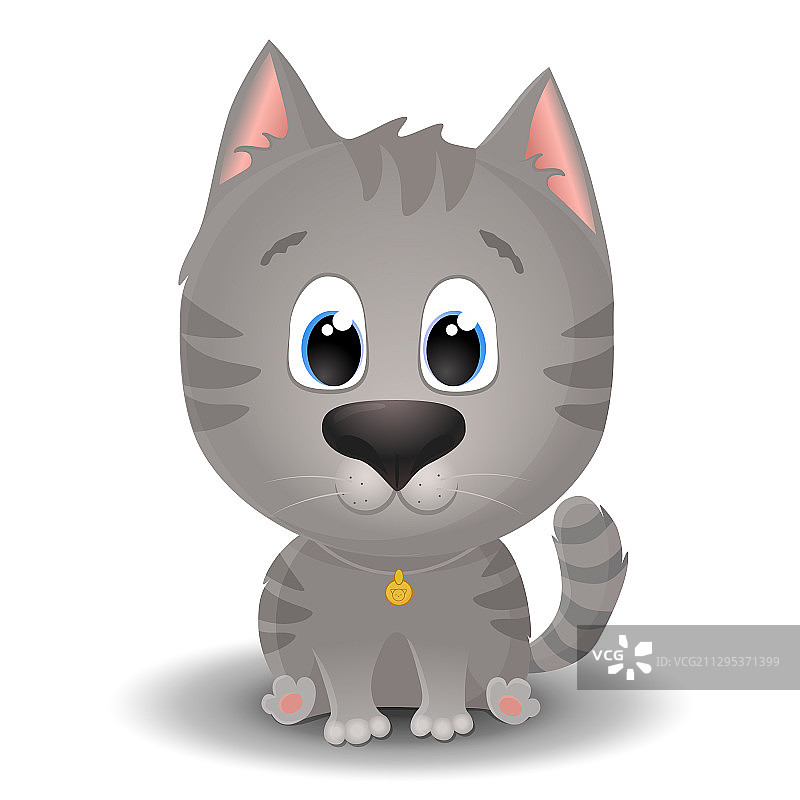 卡通大眼睛可爱虎斑猫图片素材