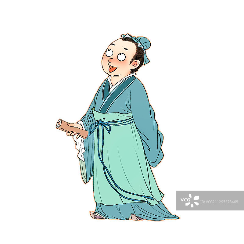 此情此景我想吟诗一首中秋节赏月儿童插画图片素材