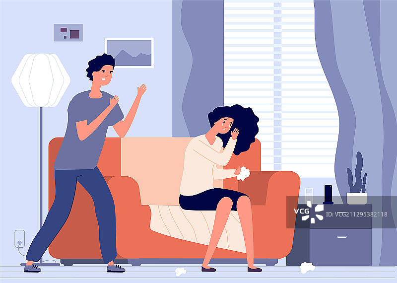 家庭暴力：男人对女人尖叫图片素材