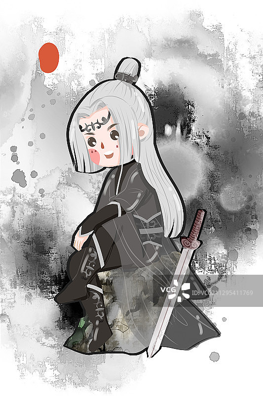 中国风可爱古代武侠男性插画图片素材