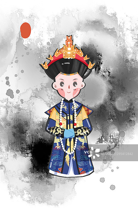 中国风可爱清朝皇后插画图片素材