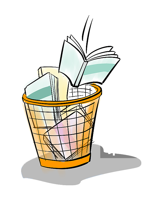 扔进垃圾桶的书图片素材