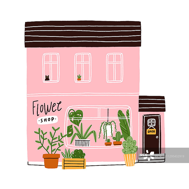 粉色花店小屋图片素材