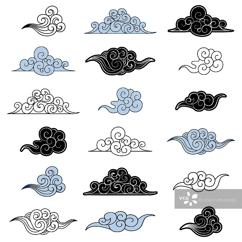 亚洲日式祥云图标合集图片素材