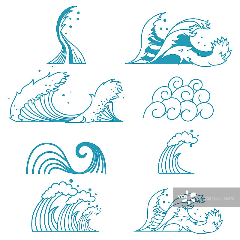 波浪图标集图片素材