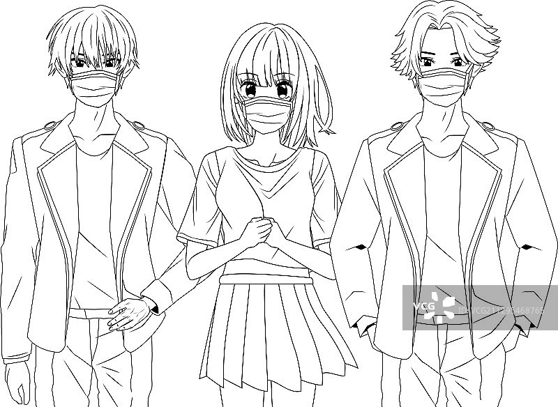 使用面膜的动漫人物图片素材