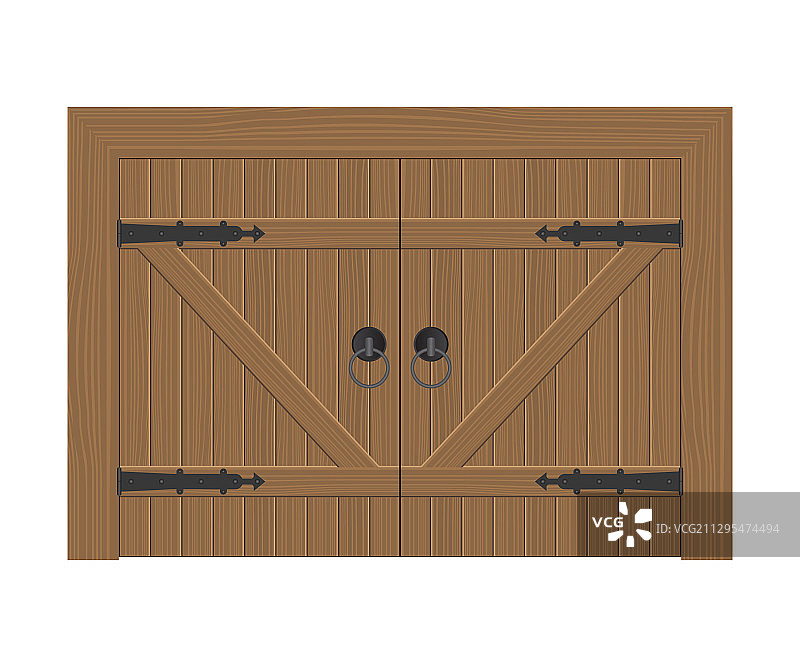 白色背景上的老木门图片素材