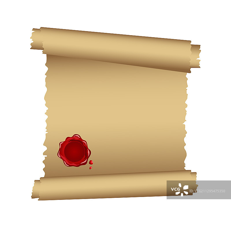 白色背景上的纸莎草卷轴图片素材