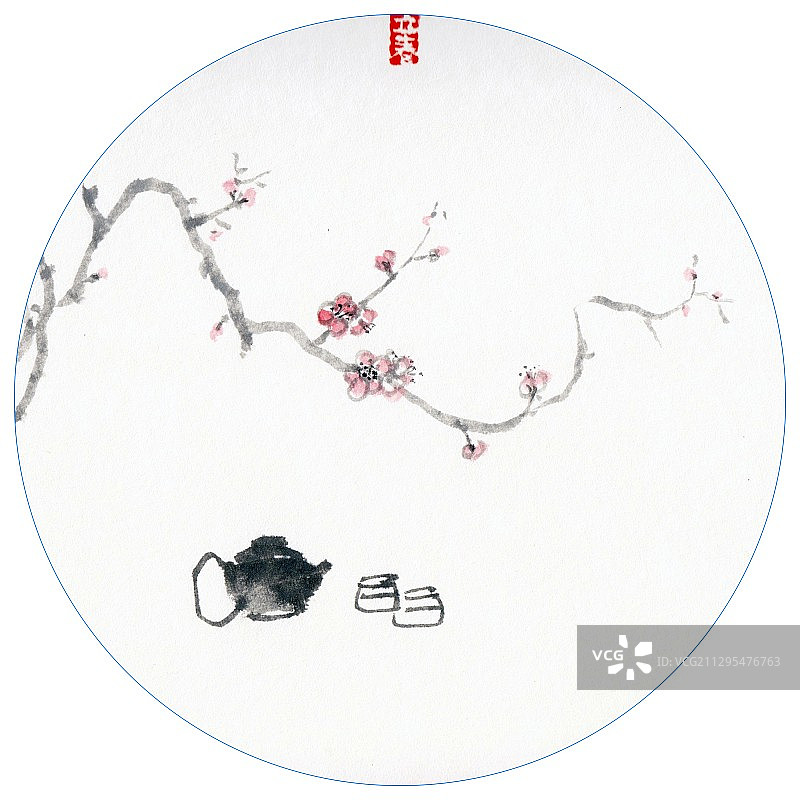 水墨花鸟插画二十四节气之立春图片素材