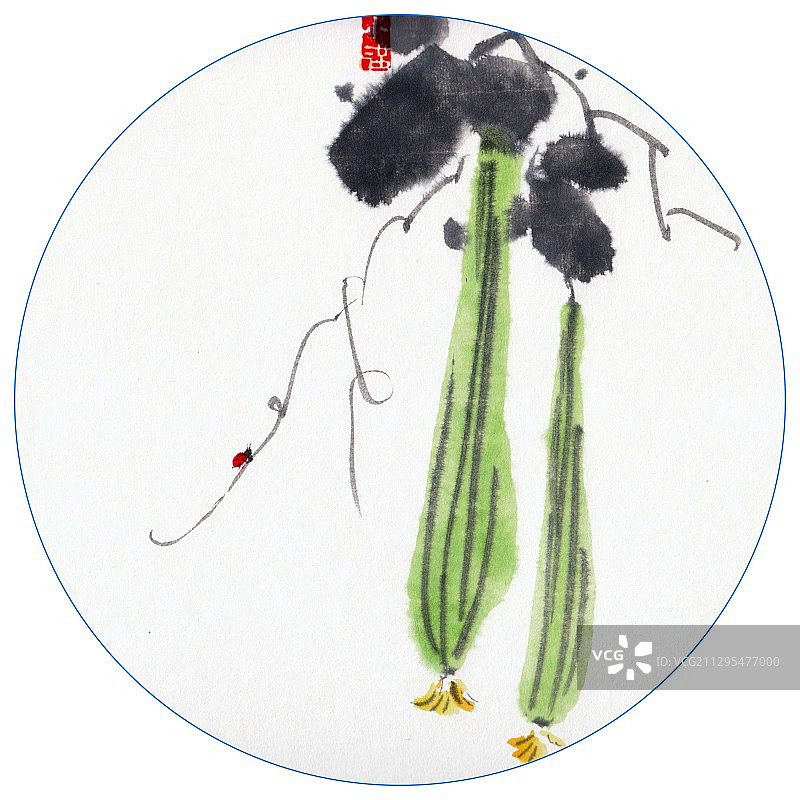 水墨花鸟插画二十四节气之小满图片素材