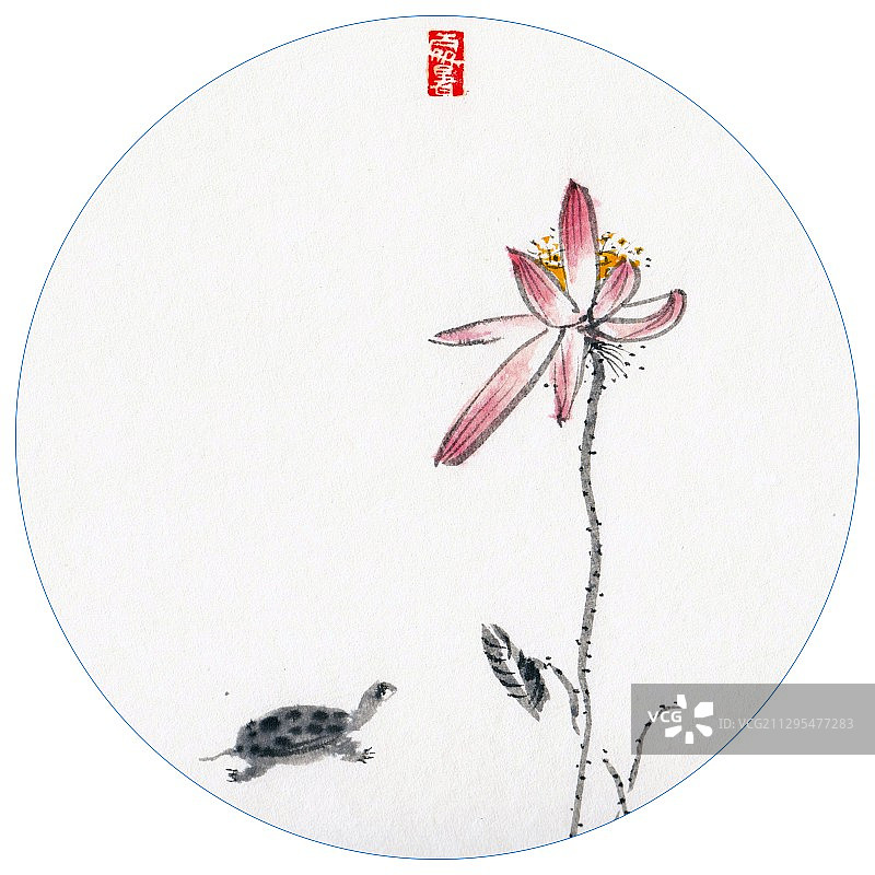 水墨花鸟插画二十四节气之处暑图片素材