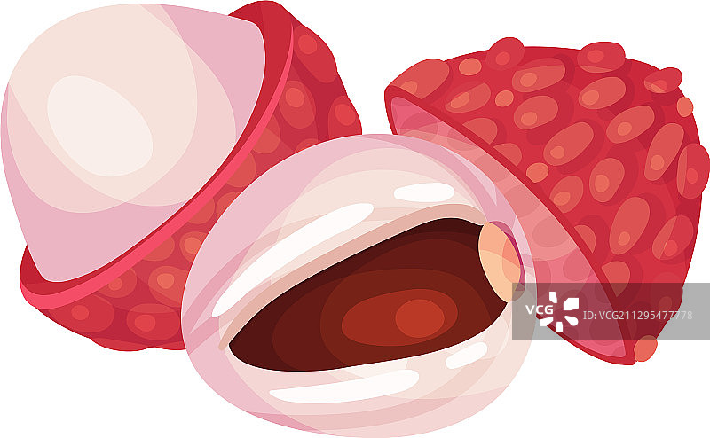 粗糙红皮中的甜荔枝果肉图片素材