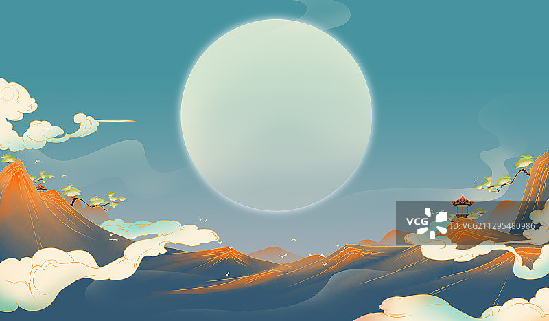 中国风国潮风景背景插画图片素材