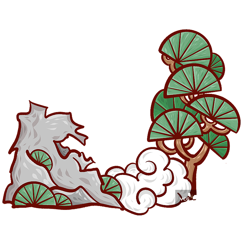 假山祥云松树图片素材