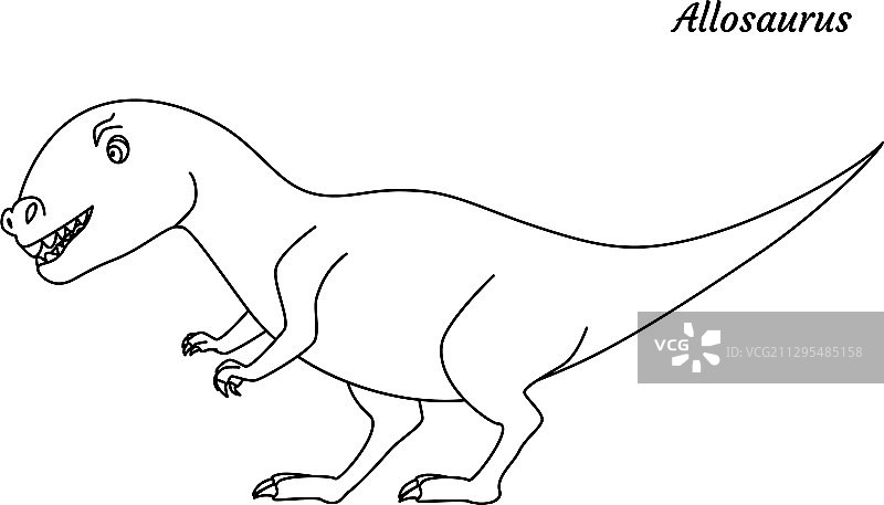 异特龙恐龙涂色页轮廓图片素材
