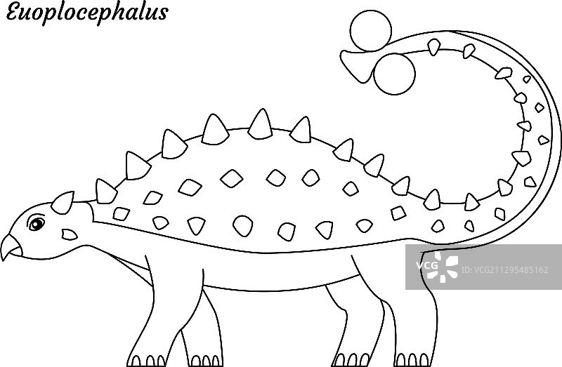 结节龙恐龙轮廓涂色页图片素材