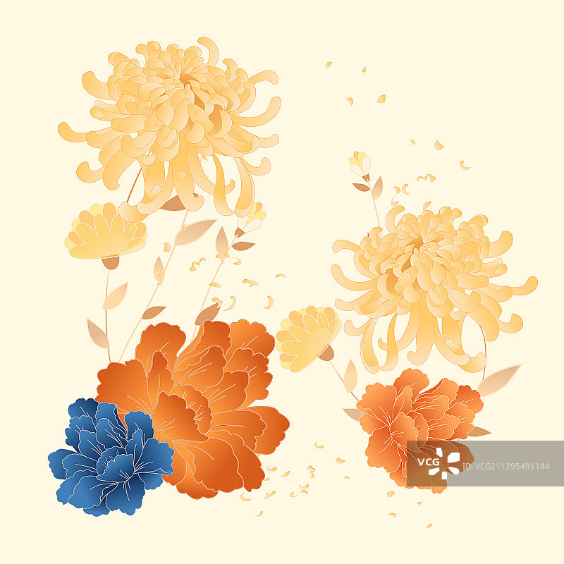 卡通重阳节亲子团圆家人关爱老人母爱亲情秋季景观风景矢量插画图片素材