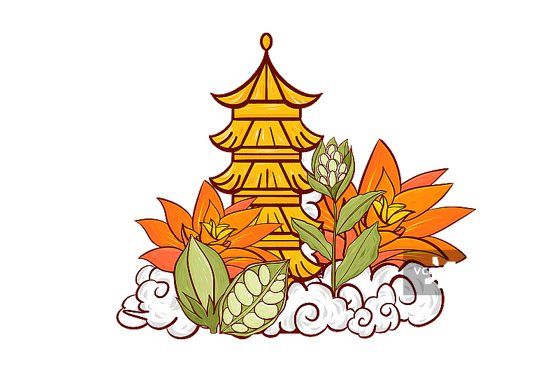 步步高升年俗插画元素图片素材