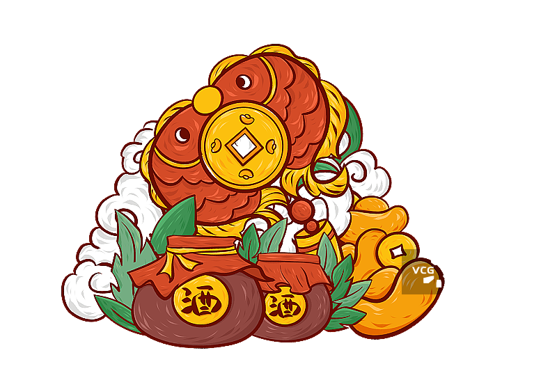 平安喜乐年俗插画元素图片素材