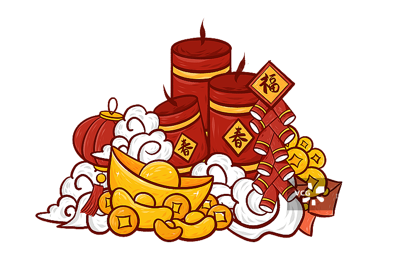 新春快乐年俗插画元素图片素材