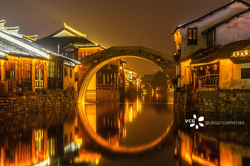 南浔古镇夜景图片素材