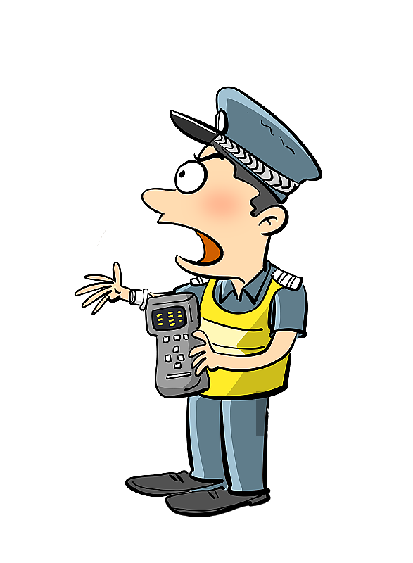 拿酒驾测试仪的交警图片素材