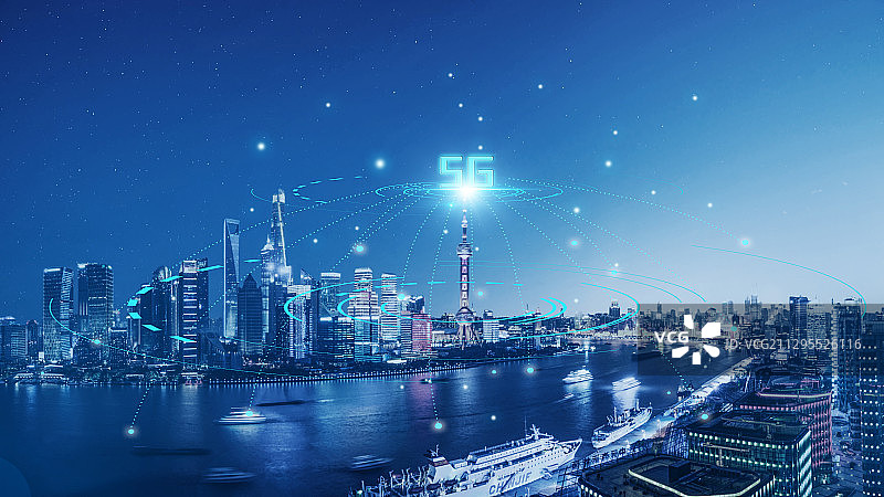 上海城市风光科技线条图片素材