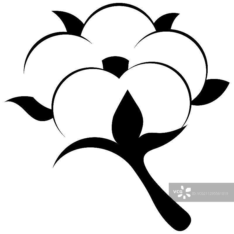 白色背景上的黑色棉花图标图片素材