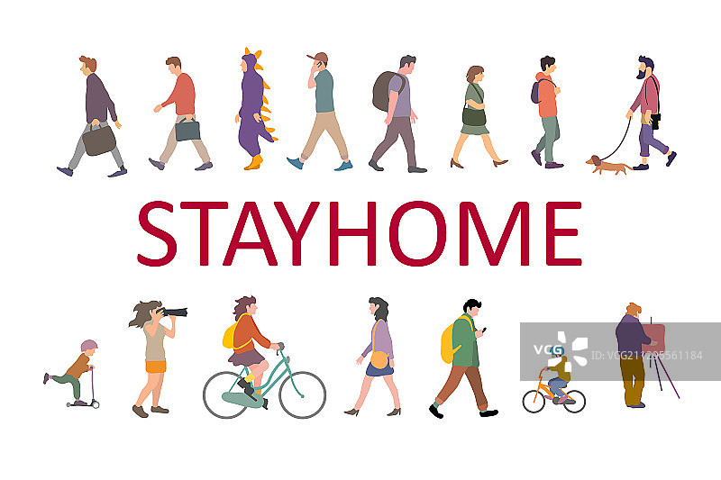 提醒人们待在家中的警示牌图片素材