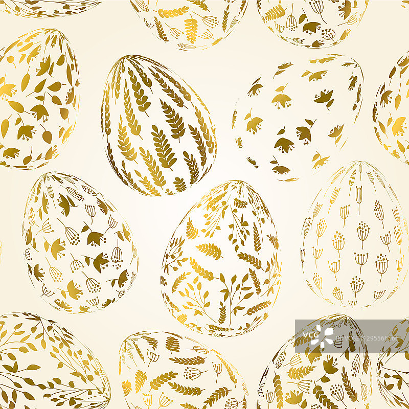 逼真复活节彩蛋无缝图案图片素材