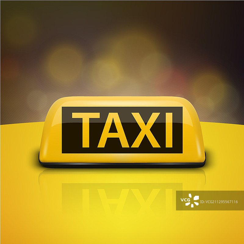 3D逼真黄色法国出租车车顶标志图片素材
