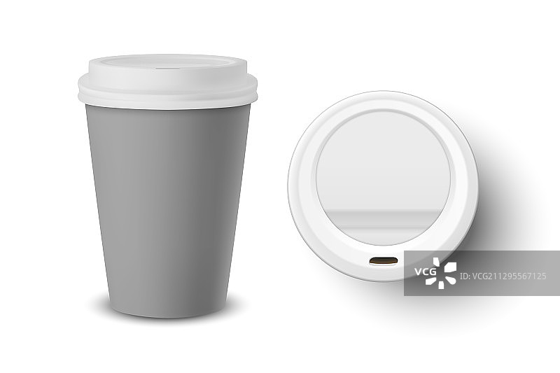 3D灰色一次性封闭纸杯图片素材