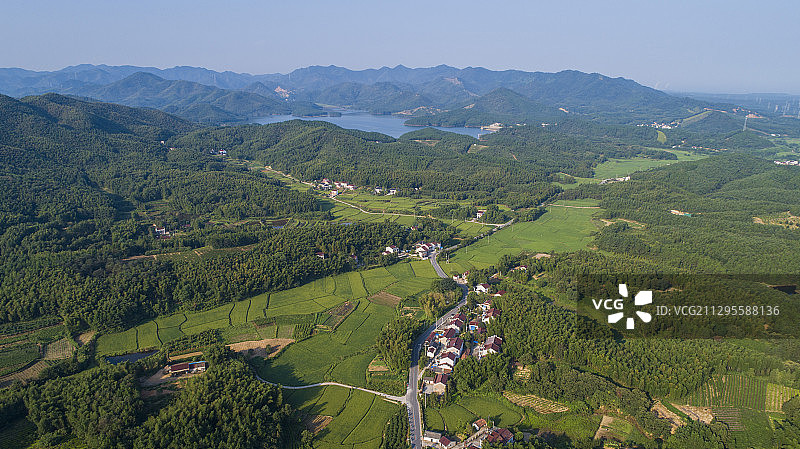 航拍中国安徽宣城郎溪县姚村乡田园风光图片素材