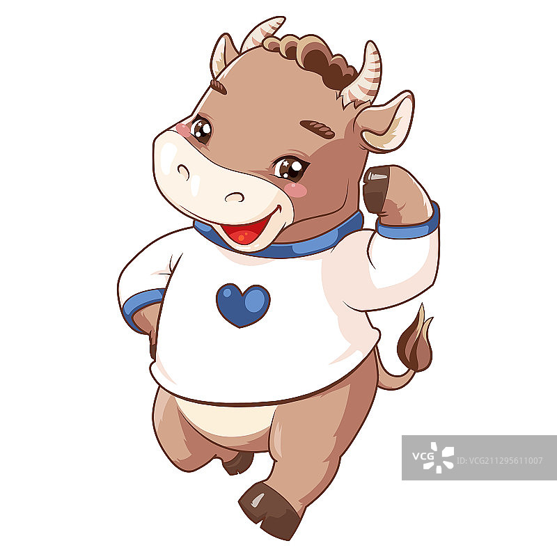 丑牛耕耕秀肌肉白衣图片素材