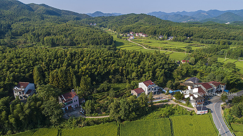 航拍中国安徽宣城郎溪县姚村乡田园风光图片素材