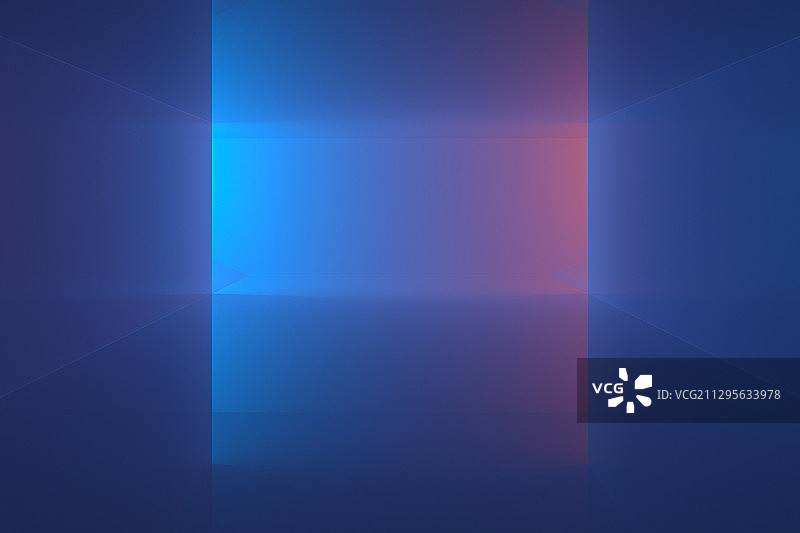 蓝紫色灯光照明的房间 3D渲染图片素材