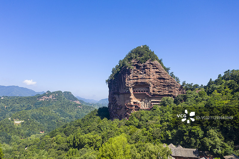 甘肃麦积山石窟图片素材